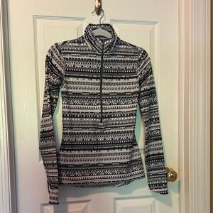 Nike Pro Dri-Fit Black and White Patterned Quarter-Zip Top Women’s Small.